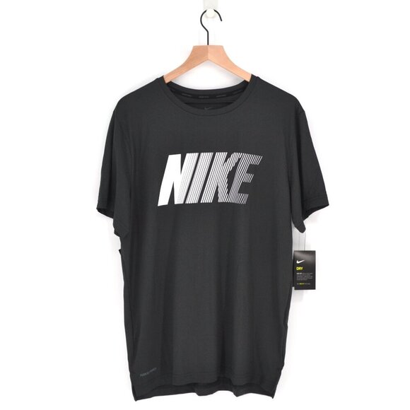 NEW Nike Hyper Dry Short Sleeve T-Shirt Black Men's L Graphic Print Crewneck - Picture 1 of 8